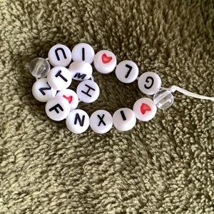 White crystal Letters Braclet with hearts